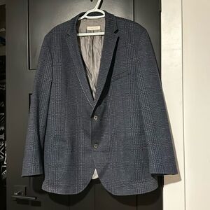 Bugatti Navy and Grey Plaid Button Front Blazer Jacket
